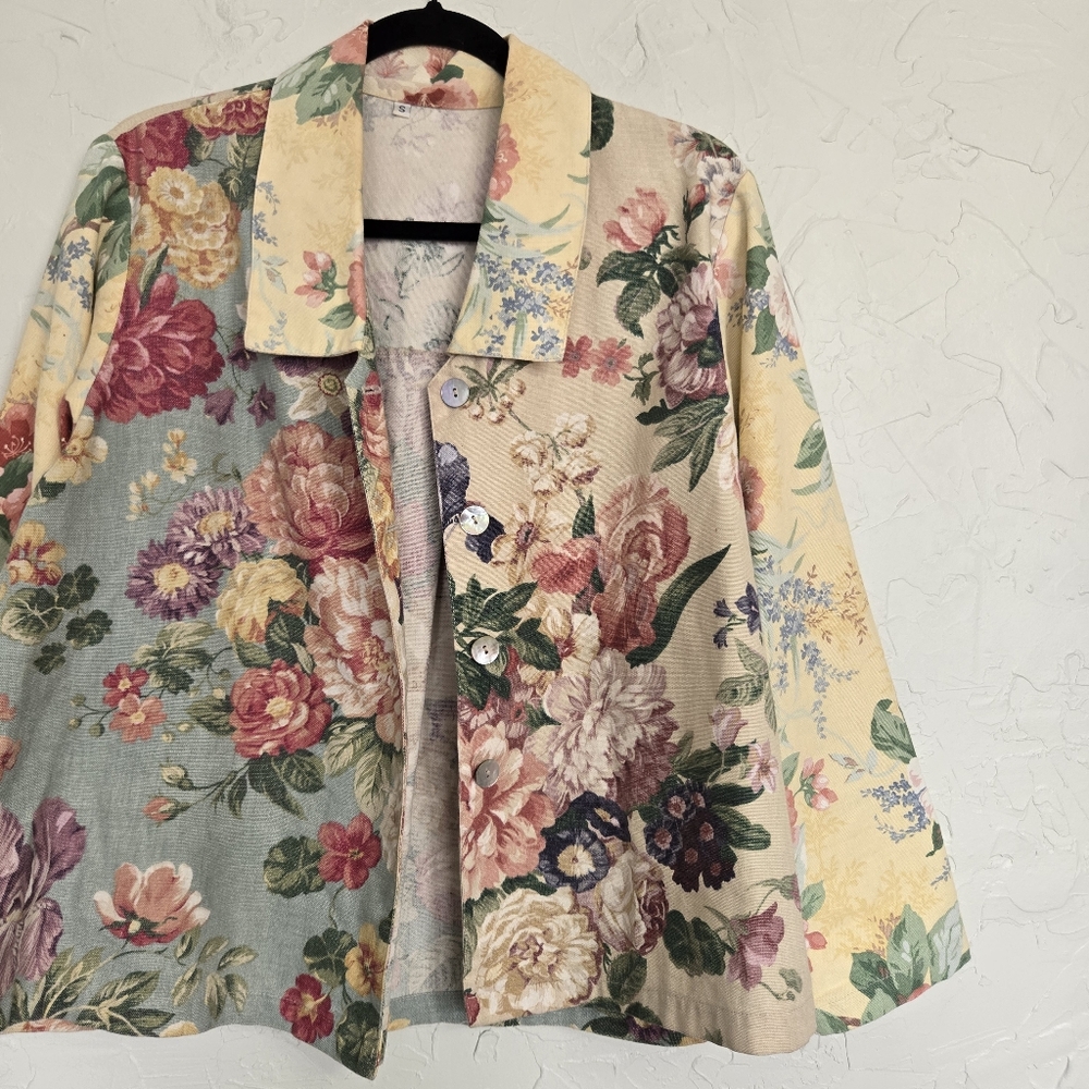 Vintage Cabbage Rose Patchwork Cottagecore Top Ja… - image 2